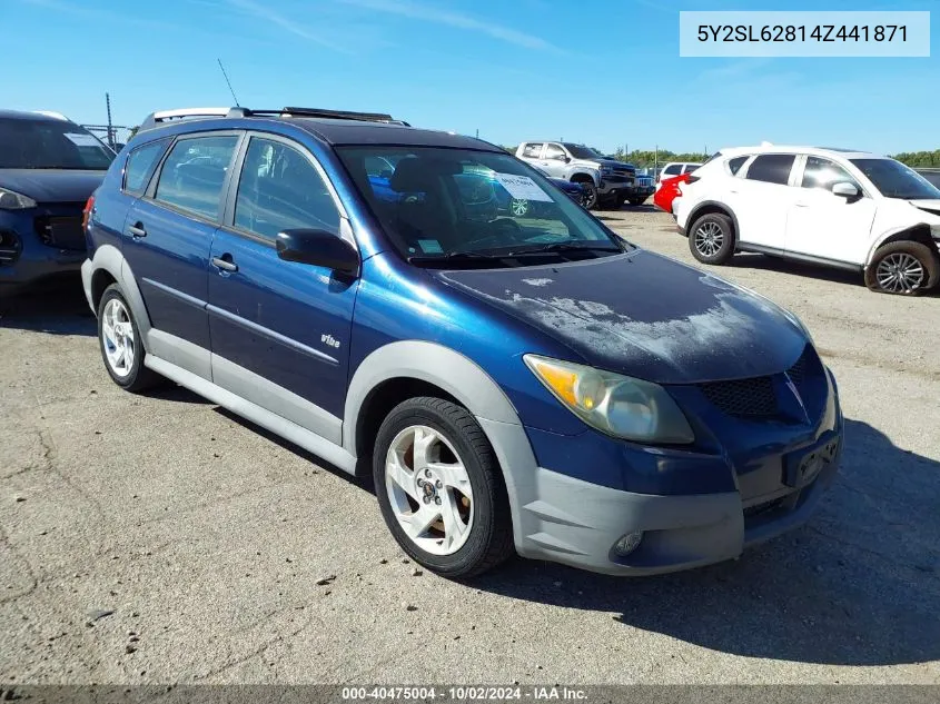 2004 Pontiac Vibe VIN: 5Y2SL62814Z441871 Lot: 40475004