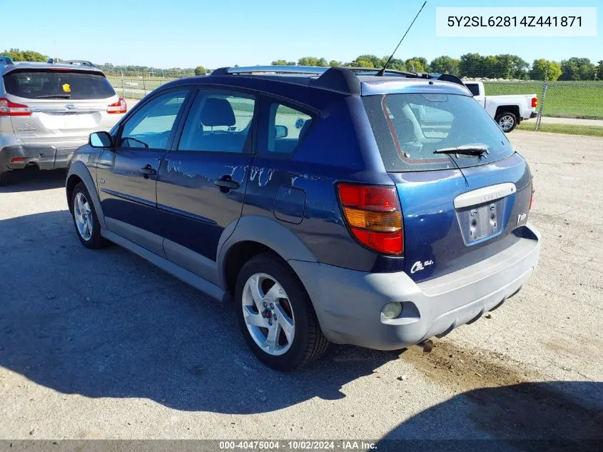 2004 Pontiac Vibe VIN: 5Y2SL62814Z441871 Lot: 40475004