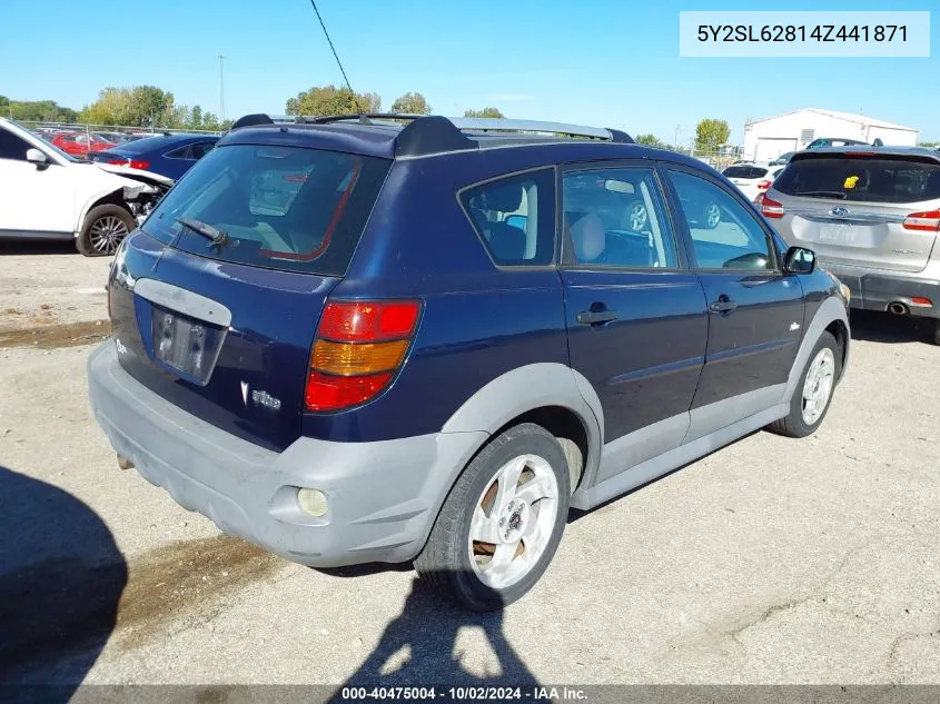 2004 Pontiac Vibe VIN: 5Y2SL62814Z441871 Lot: 40475004