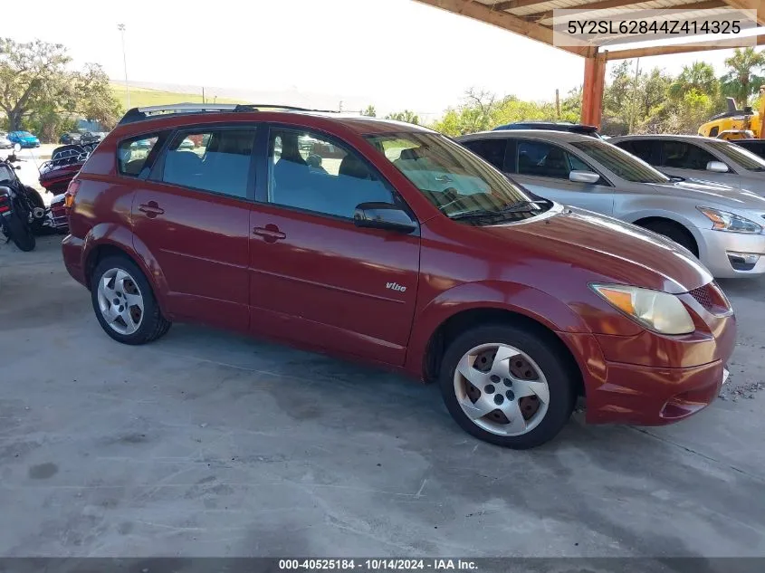 2004 Pontiac Vibe VIN: 5Y2SL62844Z414325 Lot: 40525184