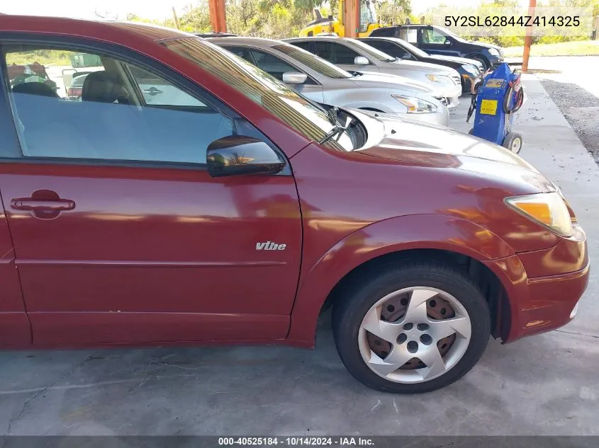 2004 Pontiac Vibe VIN: 5Y2SL62844Z414325 Lot: 40525184