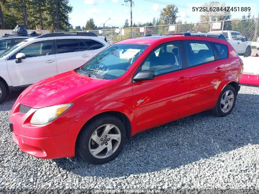 2004 Pontiac Vibe VIN: 5Y2SL62844Z451889 Lot: 40532876