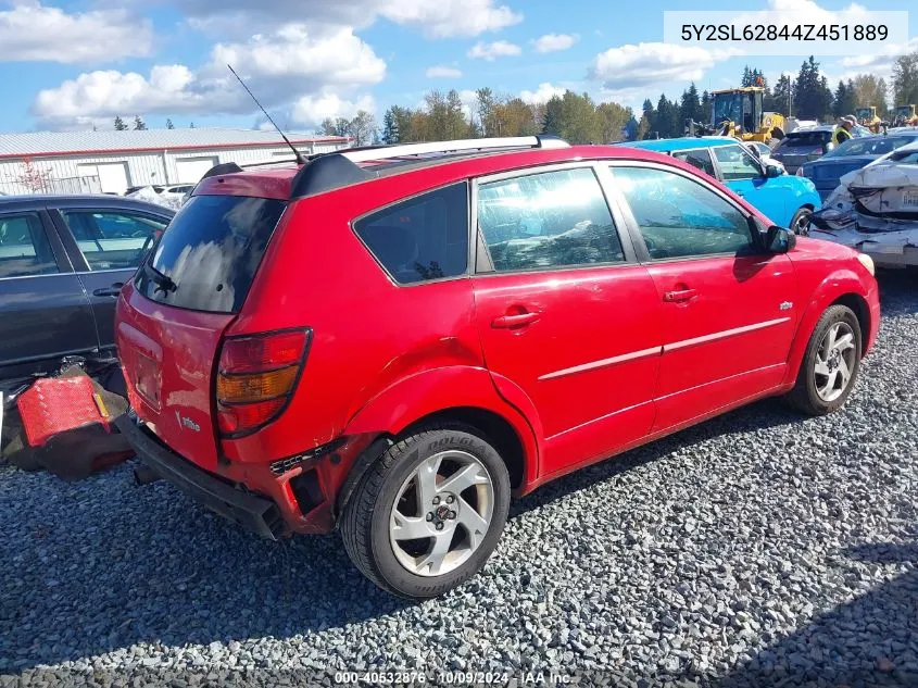 2004 Pontiac Vibe VIN: 5Y2SL62844Z451889 Lot: 40532876