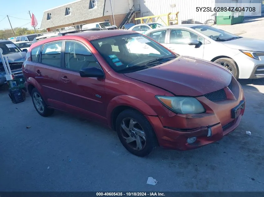 2004 Pontiac Vibe VIN: 5Y2SL62834Z404708 Lot: 40605435