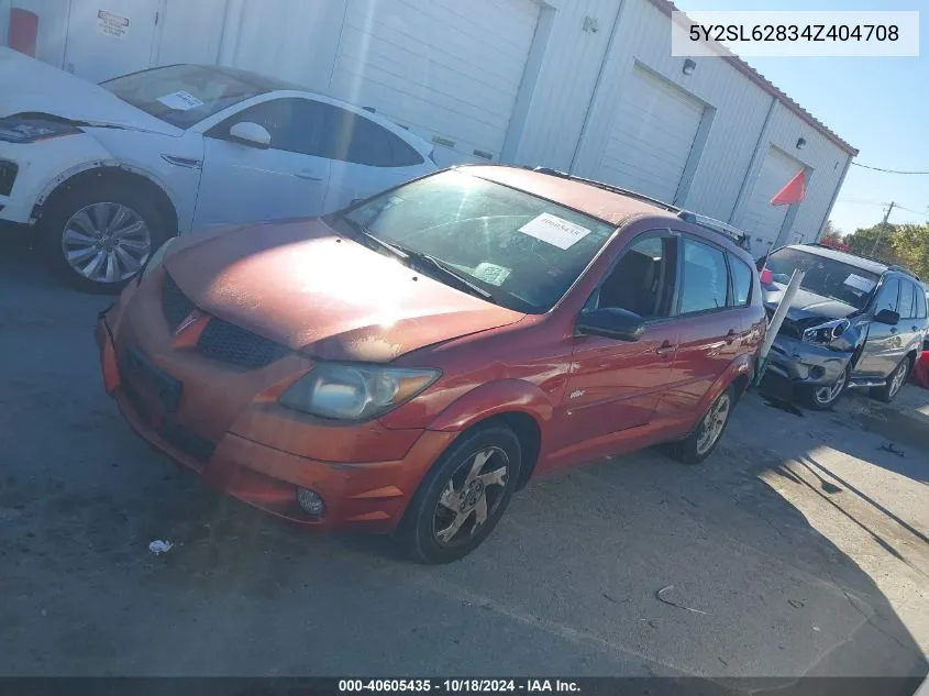 2004 Pontiac Vibe VIN: 5Y2SL62834Z404708 Lot: 40605435