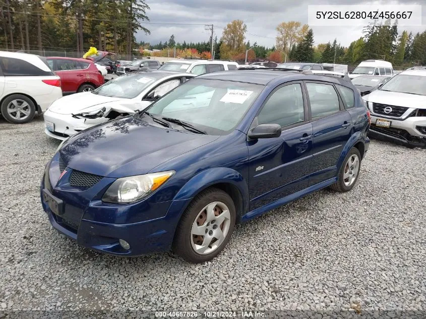 2004 Pontiac Vibe VIN: 5Y2SL62804Z456667 Lot: 40657826