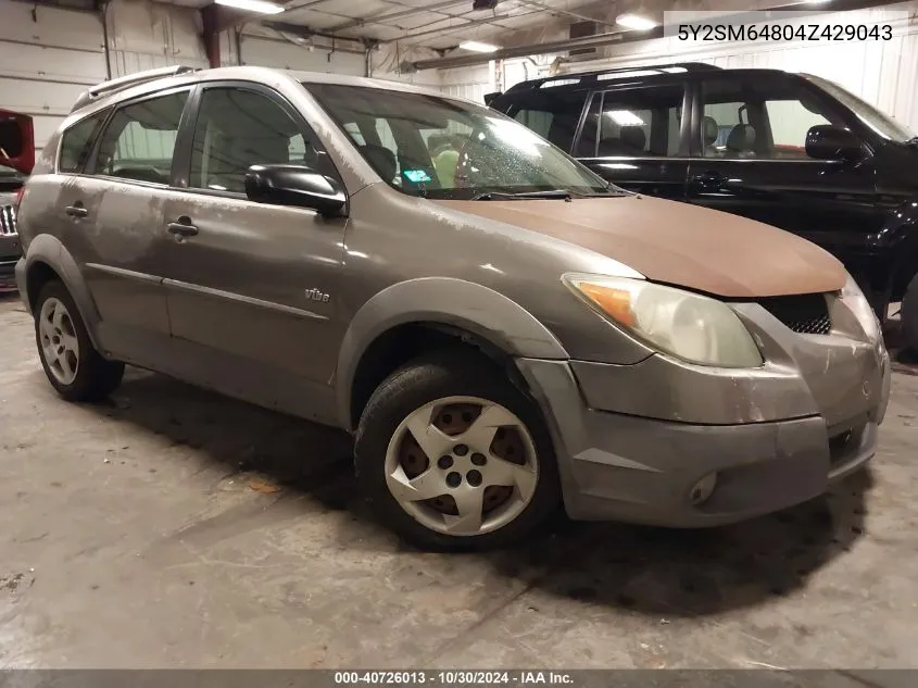 2004 Pontiac Vibe VIN: 5Y2SM64804Z429043 Lot: 40726013