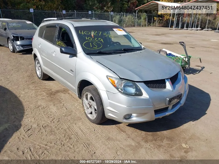 2004 Pontiac Vibe VIN: 5Y2SM64804Z437451 Lot: 40727381