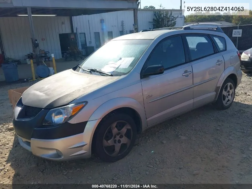 2004 Pontiac Vibe VIN: 5Y2SL62804Z414063 Lot: 40768220