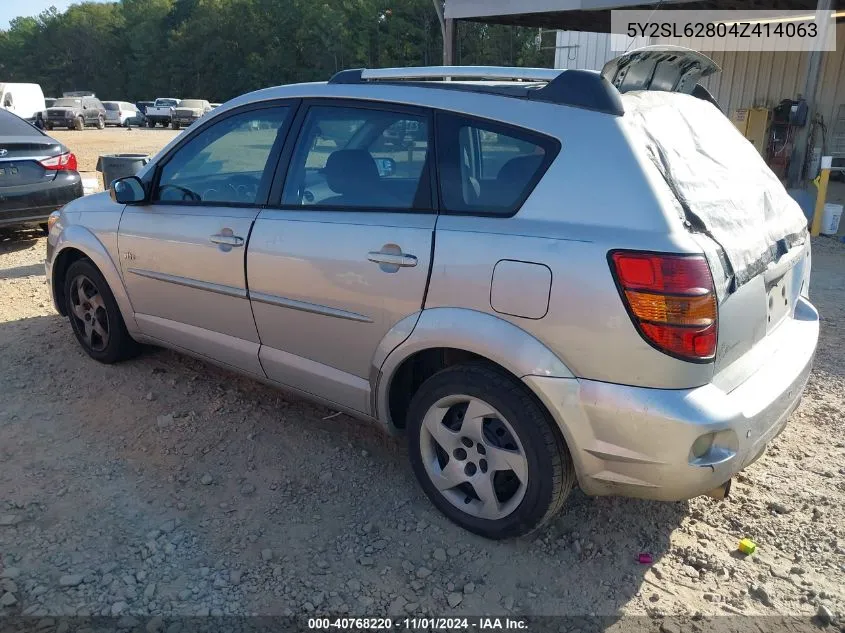 2004 Pontiac Vibe VIN: 5Y2SL62804Z414063 Lot: 40768220