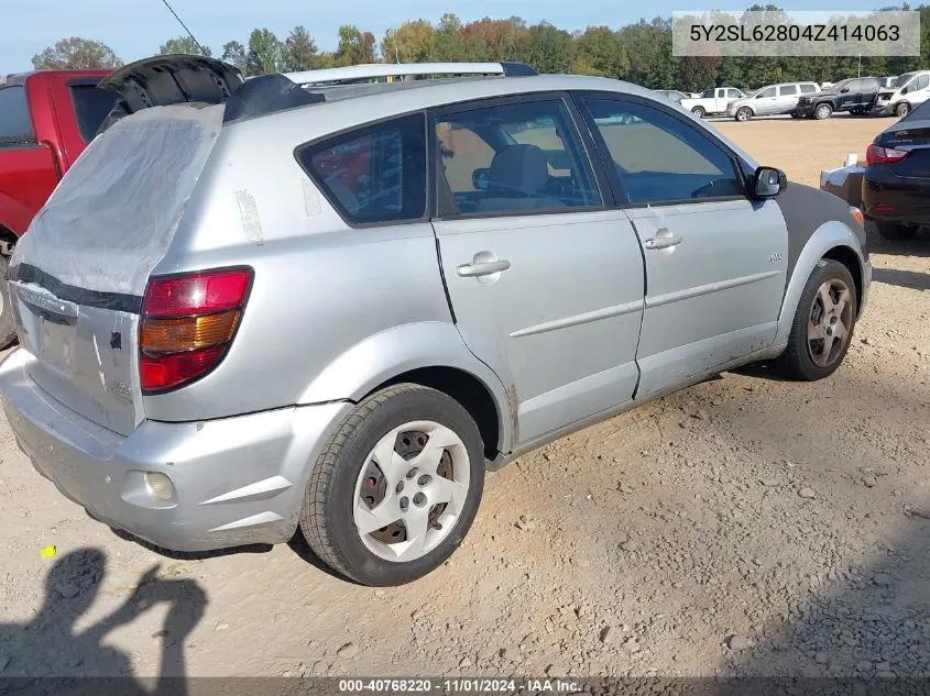 2004 Pontiac Vibe VIN: 5Y2SL62804Z414063 Lot: 40768220