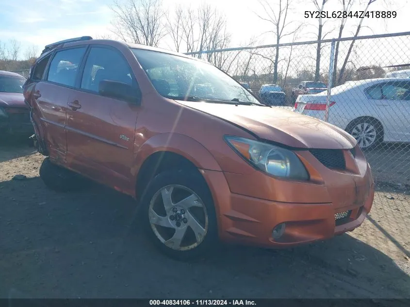 2004 Pontiac Vibe VIN: 5Y2SL62844Z418889 Lot: 40834106