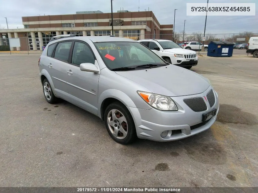 2005 Pontiac Vibe VIN: 5Y2SL638X5Z454585 Lot: 20179572