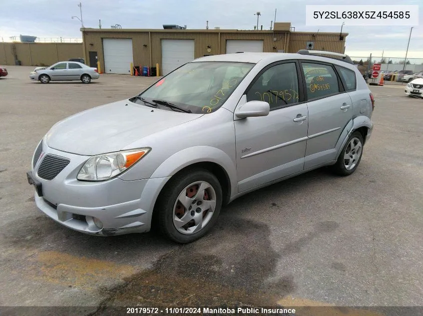 2005 Pontiac Vibe VIN: 5Y2SL638X5Z454585 Lot: 20179572