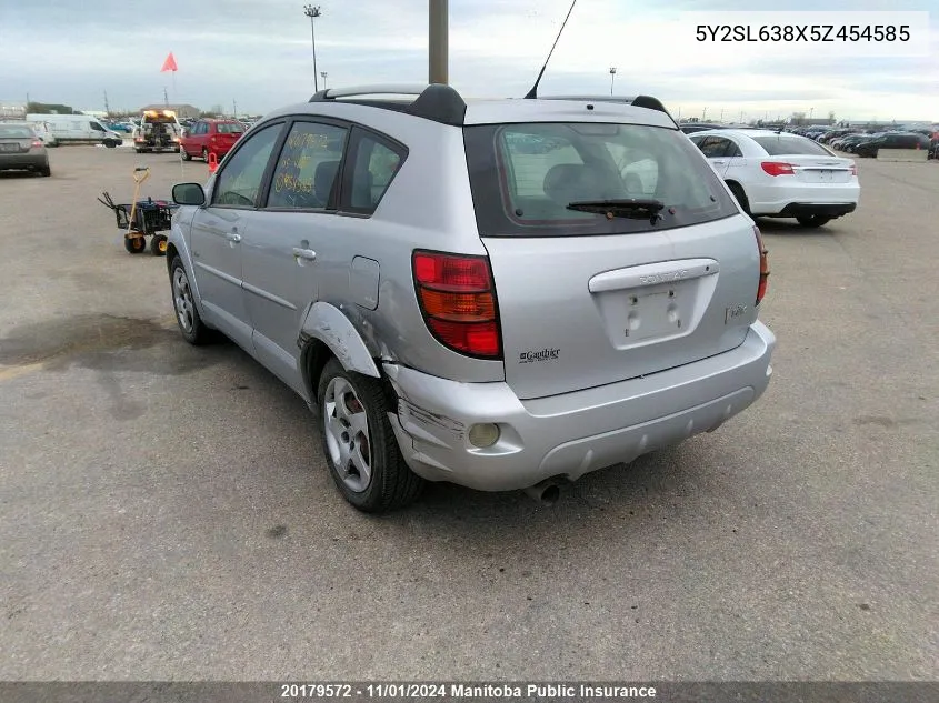 2005 Pontiac Vibe VIN: 5Y2SL638X5Z454585 Lot: 20179572