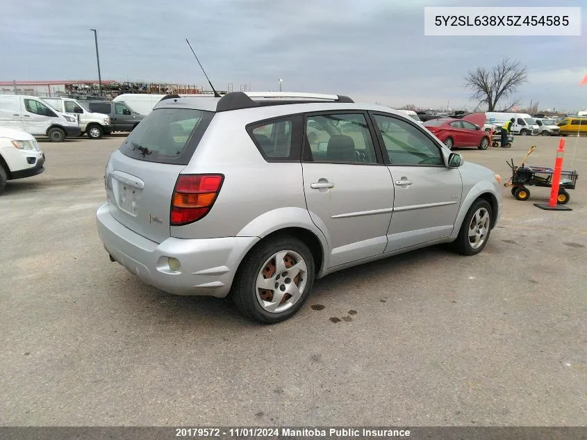 2005 Pontiac Vibe VIN: 5Y2SL638X5Z454585 Lot: 20179572