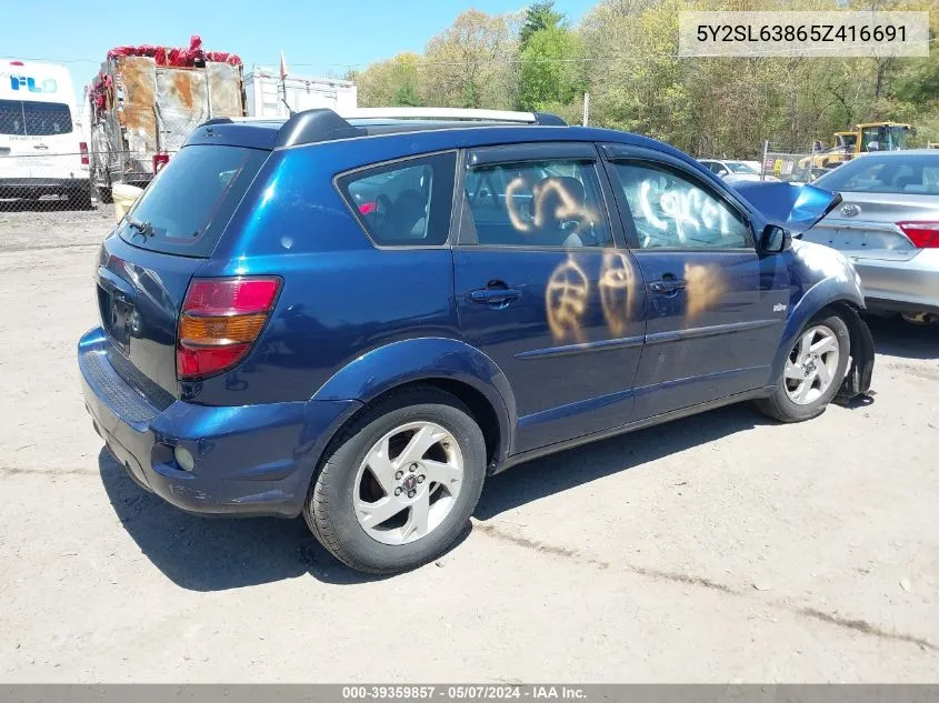 2005 Pontiac Vibe VIN: 5Y2SL63865Z416691 Lot: 39359857