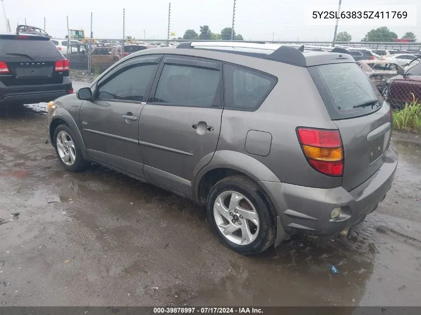 2005 Pontiac Vibe VIN: 5Y2SL63835Z411769 Lot: 39878997