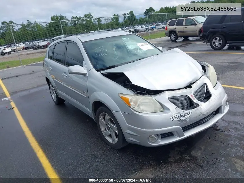 2005 Pontiac Vibe VIN: 5Y2SL638X5Z458653 Lot: 40033158