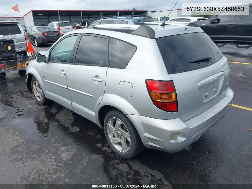 2005 Pontiac Vibe VIN: 5Y2SL638X5Z458653 Lot: 40033158