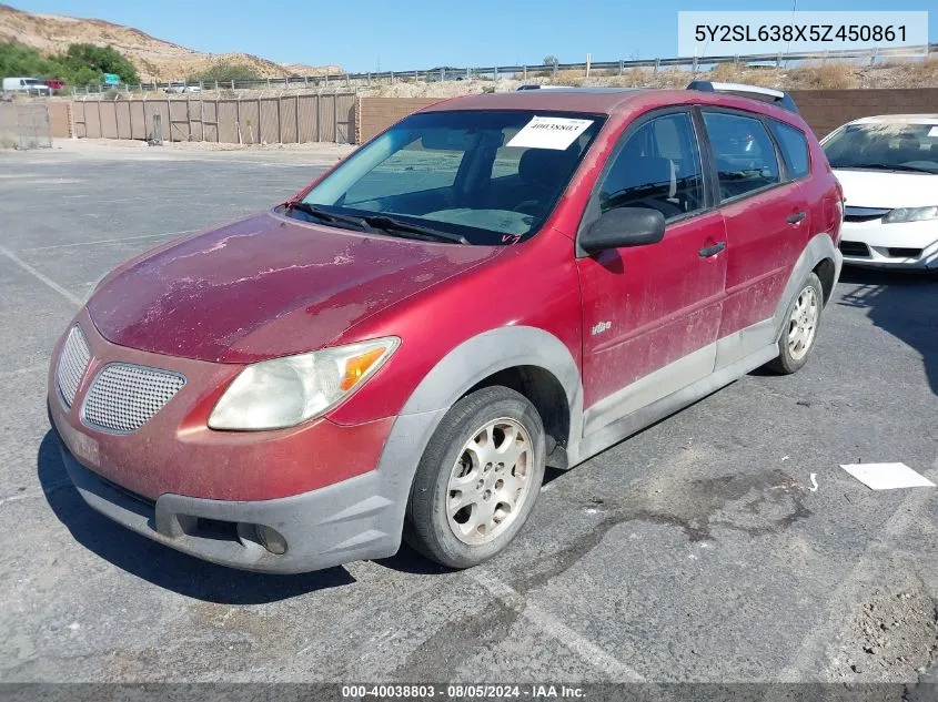 2005 Pontiac Vibe VIN: 5Y2SL638X5Z450861 Lot: 40038803