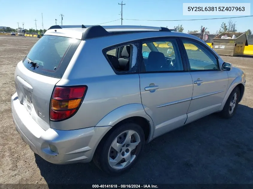 2005 Pontiac Vibe VIN: 5Y2SL63815Z407963 Lot: 40141618