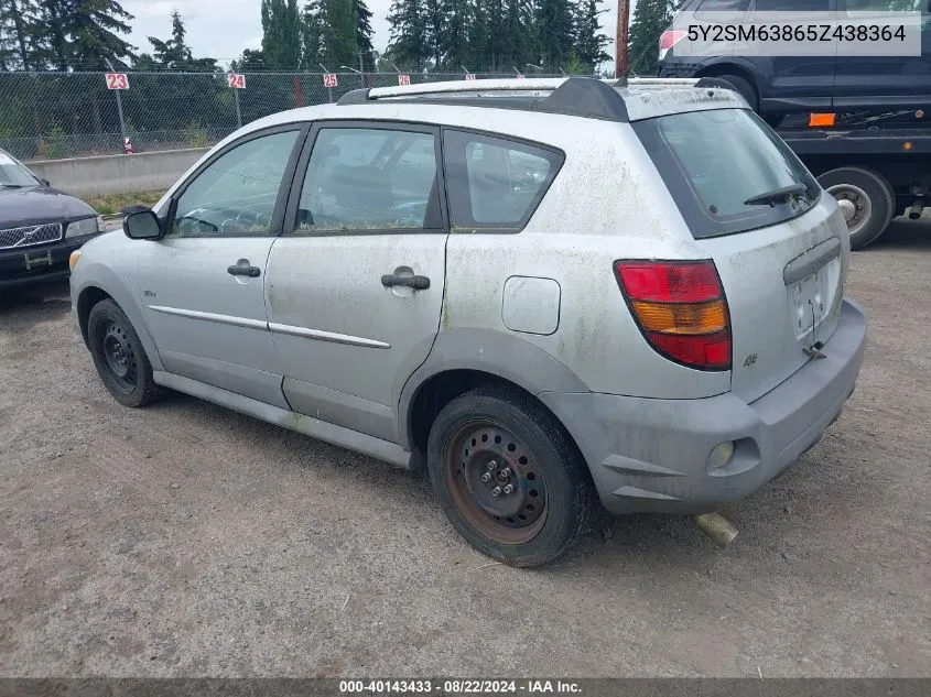 2005 Pontiac Vibe VIN: 5Y2SM63865Z438364 Lot: 40143433