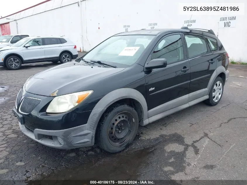 2005 Pontiac Vibe VIN: 5Y2SL63895Z481986 Lot: 40186175