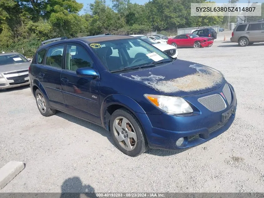 2005 Pontiac Vibe VIN: 5Y2SL63805Z414807 Lot: 40193283