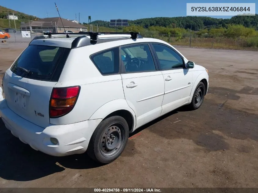 2005 Pontiac Vibe VIN: 5Y2SL638X5Z406844 Lot: 40294758