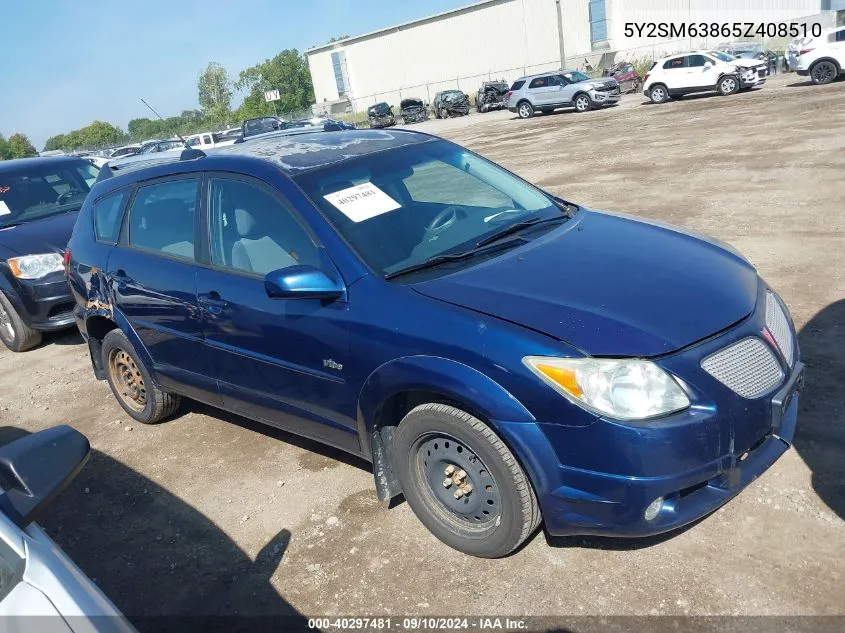 2005 Pontiac Vibe VIN: 5Y2SM63865Z408510 Lot: 40297481