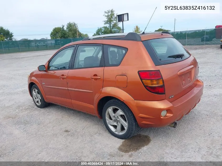 2005 Pontiac Vibe VIN: 5Y2SL63835Z416132 Lot: 40368424