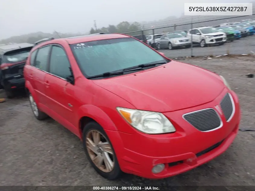 2005 Pontiac Vibe VIN: 5Y2SL638X5Z427287 Lot: 40386274