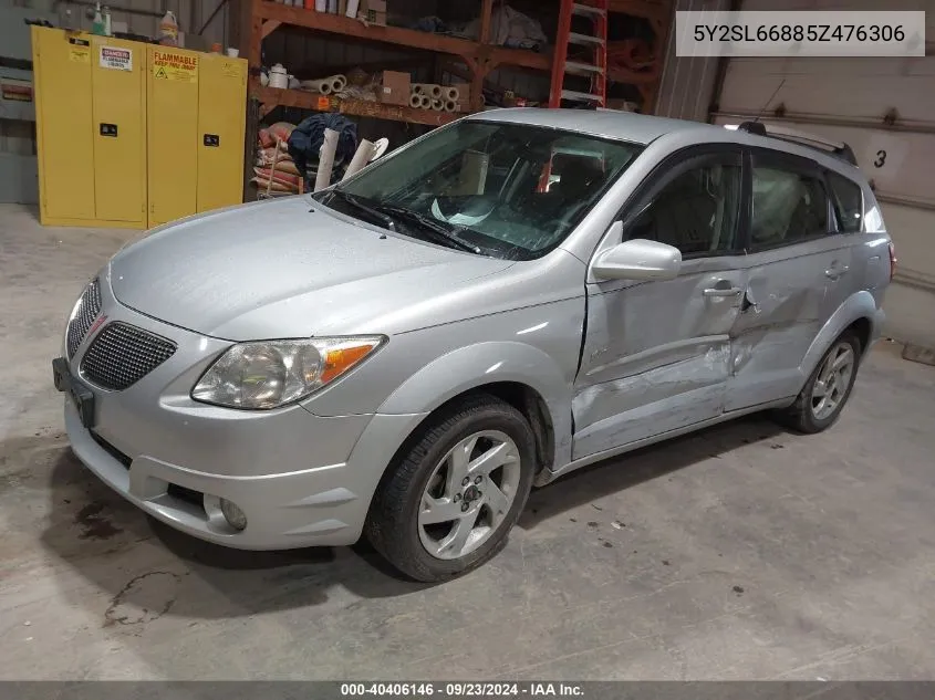 2005 Pontiac Vibe VIN: 5Y2SL66885Z476306 Lot: 40406146