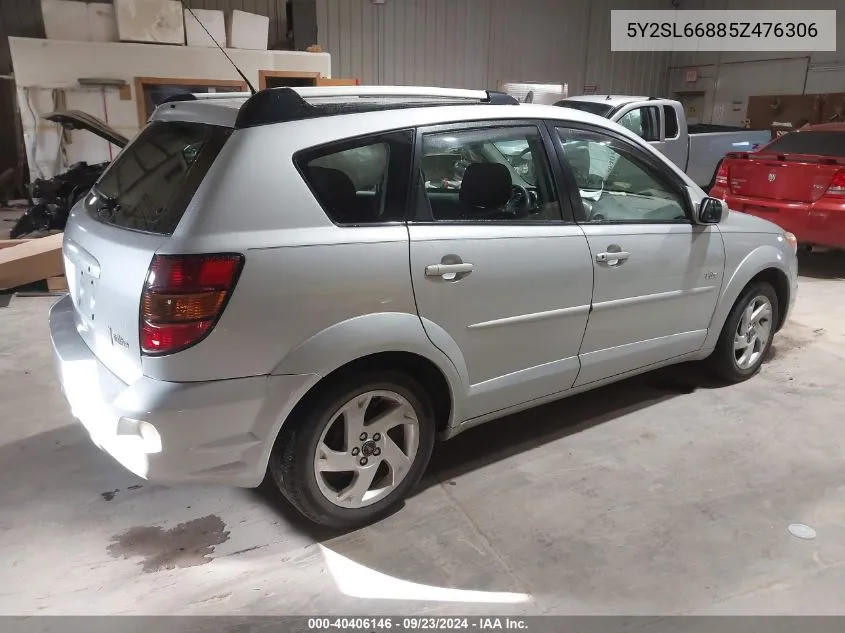 2005 Pontiac Vibe VIN: 5Y2SL66885Z476306 Lot: 40406146