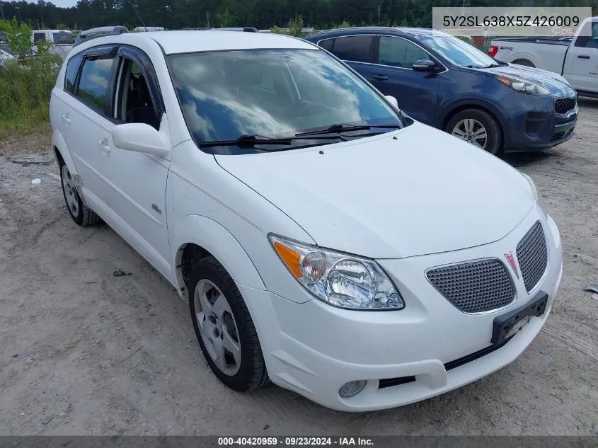 2005 Pontiac Vibe VIN: 5Y2SL638X5Z426009 Lot: 40420959