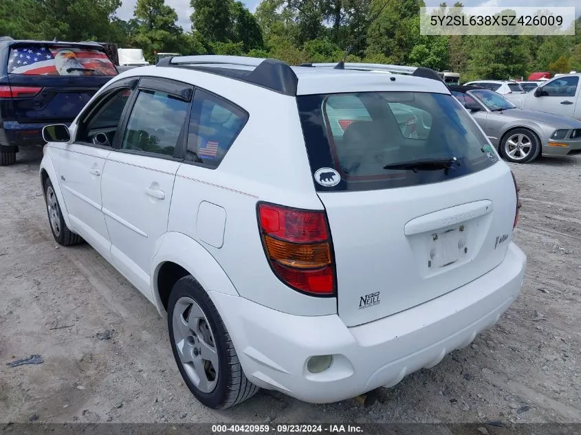 2005 Pontiac Vibe VIN: 5Y2SL638X5Z426009 Lot: 40420959