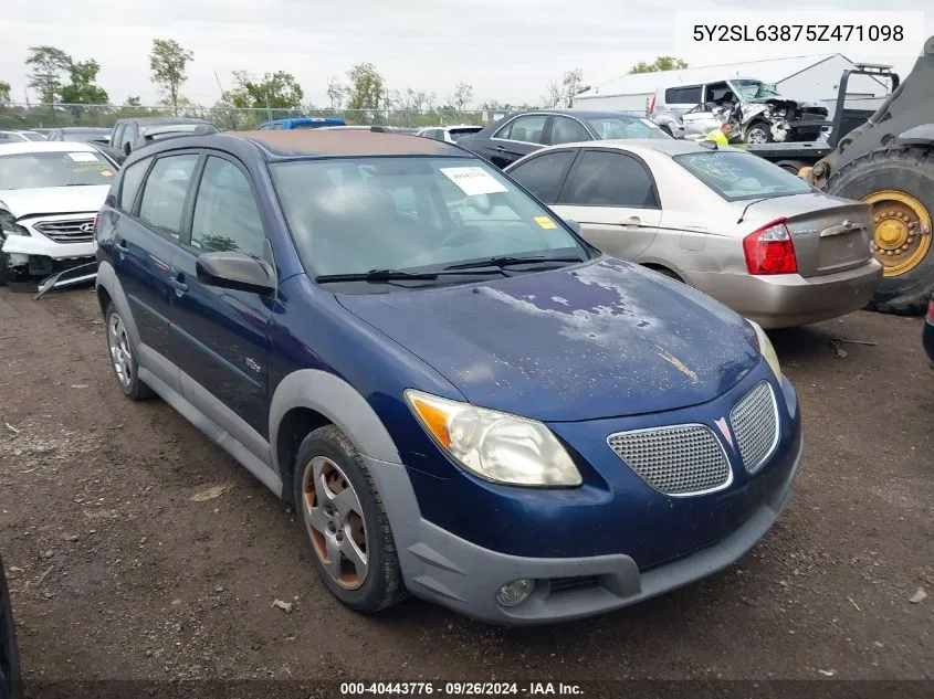 2005 Pontiac Vibe VIN: 5Y2SL63875Z471098 Lot: 40443776