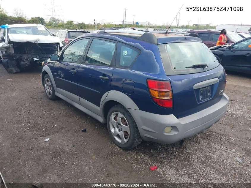 2005 Pontiac Vibe VIN: 5Y2SL63875Z471098 Lot: 40443776