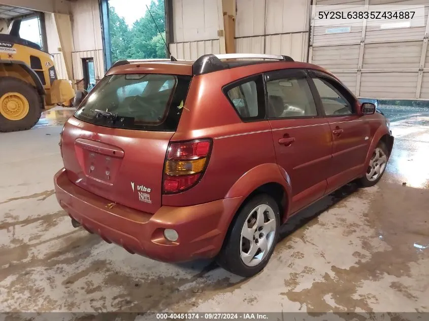 2005 Pontiac Vibe VIN: 5Y2SL63835Z434887 Lot: 40451374