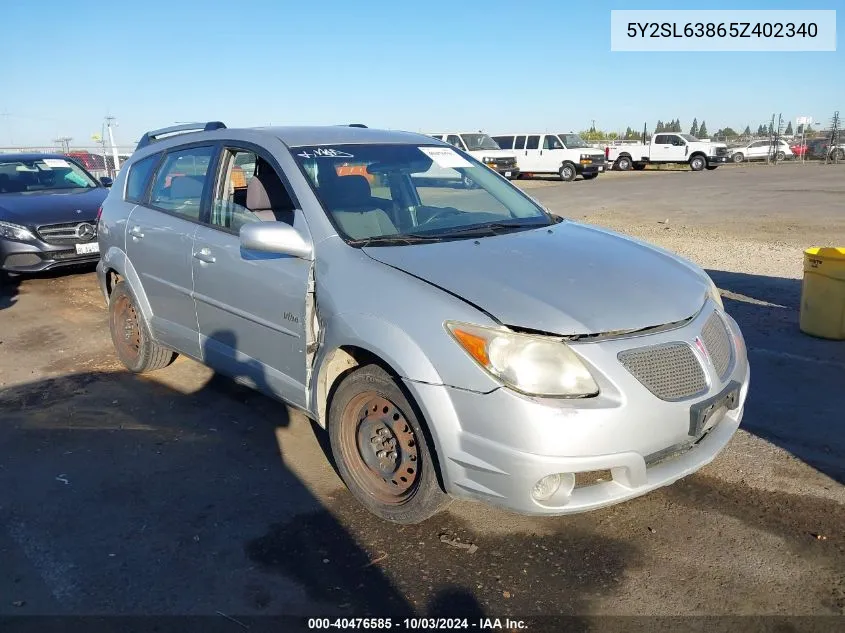 2005 Pontiac Vibe VIN: 5Y2SL63865Z402340 Lot: 40476585