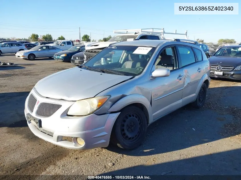 2005 Pontiac Vibe VIN: 5Y2SL63865Z402340 Lot: 40476585