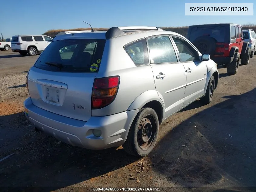 2005 Pontiac Vibe VIN: 5Y2SL63865Z402340 Lot: 40476585