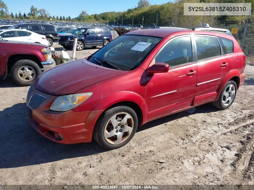 2005 Pontiac Vibe VIN: 5Y2SL63815Z405310 Lot: 40523697