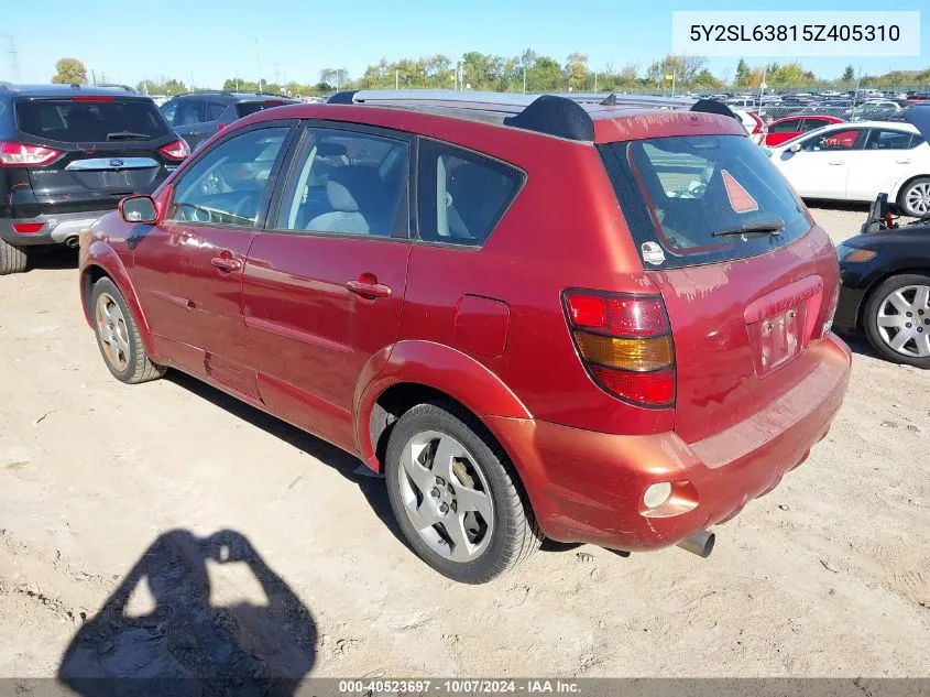 2005 Pontiac Vibe VIN: 5Y2SL63815Z405310 Lot: 40523697