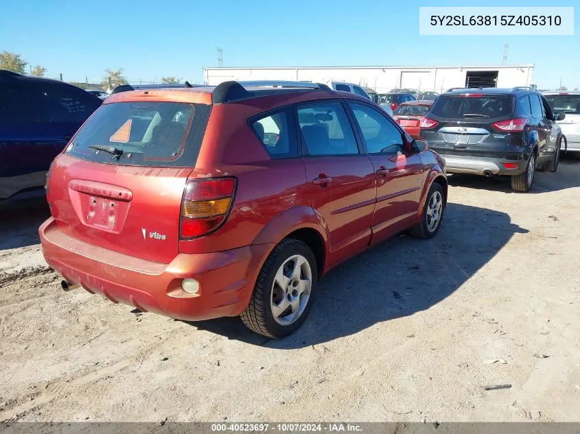 2005 Pontiac Vibe VIN: 5Y2SL63815Z405310 Lot: 40523697