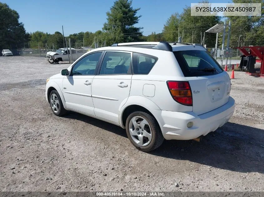 2005 Pontiac Vibe VIN: 5Y2SL638X5Z450987 Lot: 40539184