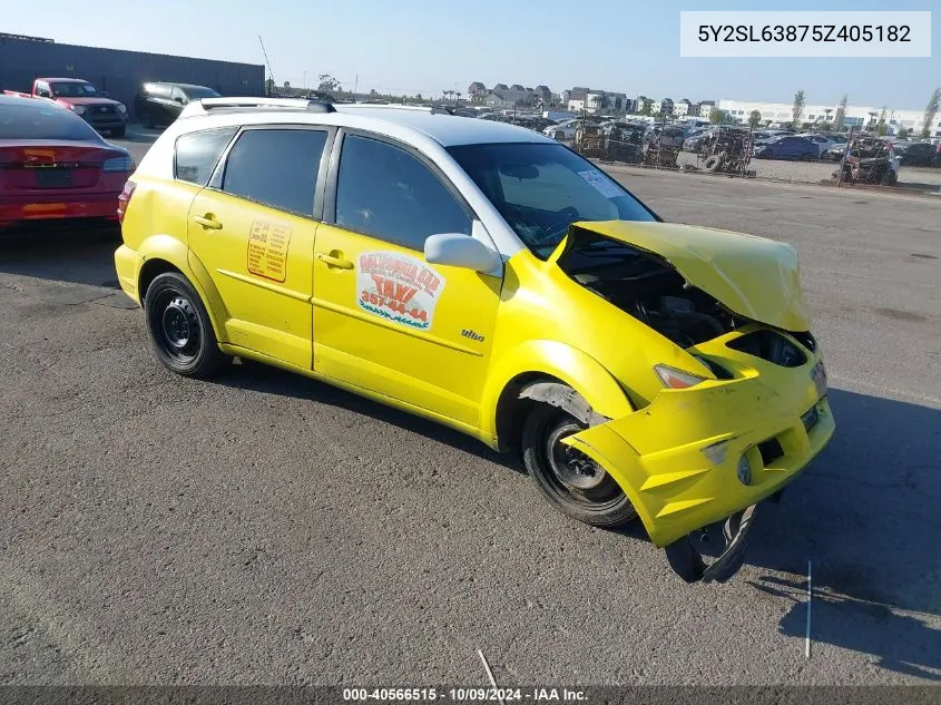 2005 Pontiac Vibe VIN: 5Y2SL63875Z405182 Lot: 40566515