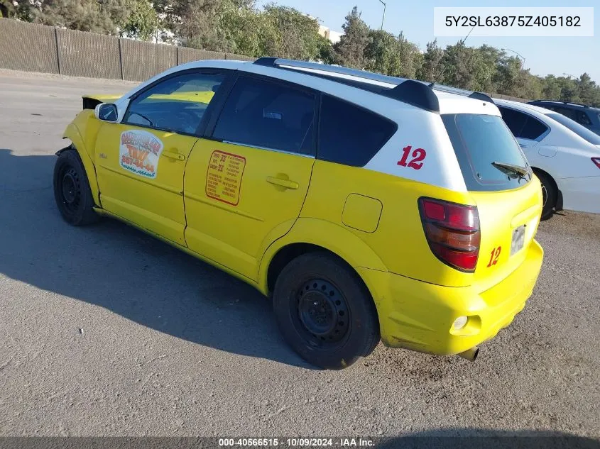 2005 Pontiac Vibe VIN: 5Y2SL63875Z405182 Lot: 40566515