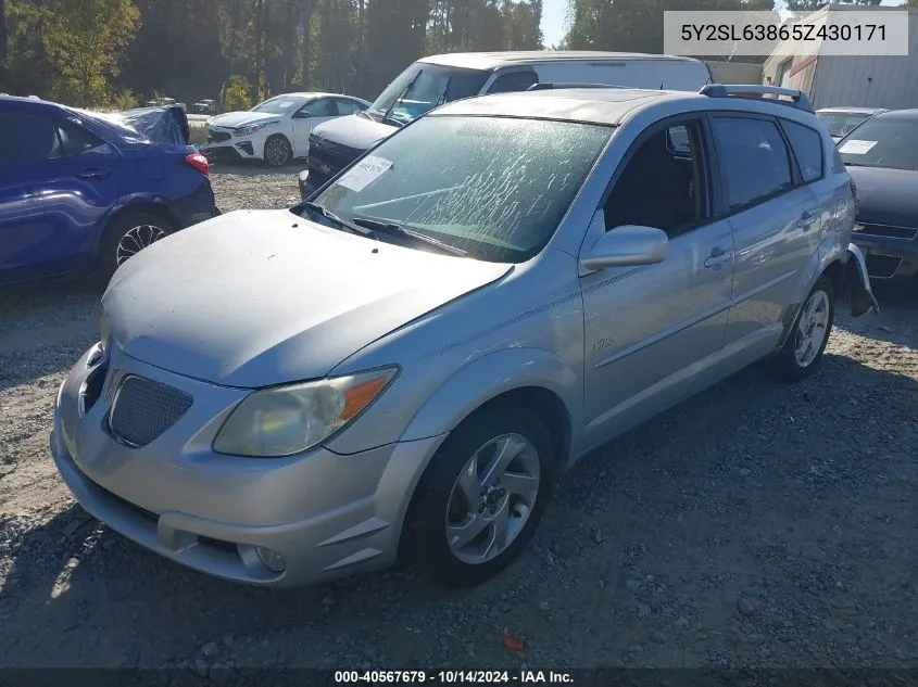 2005 Pontiac Vibe VIN: 5Y2SL63865Z430171 Lot: 40567679